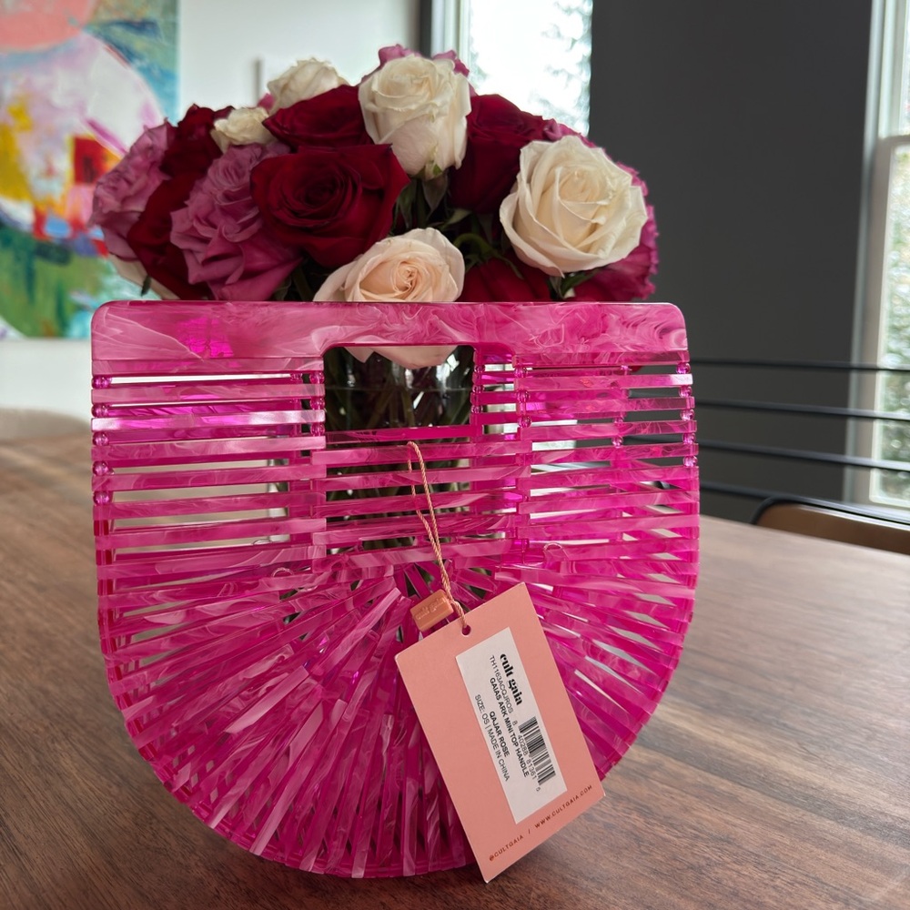 NEW Cult Gaia Qajar Rose mini arc acrylic bag